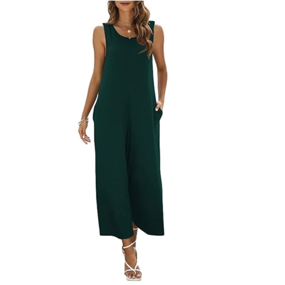 Women’s Summer Casual Tank Jumpsuit Sleeveless Jumpsuit Romper with Pockets. - Picture 3 of 6